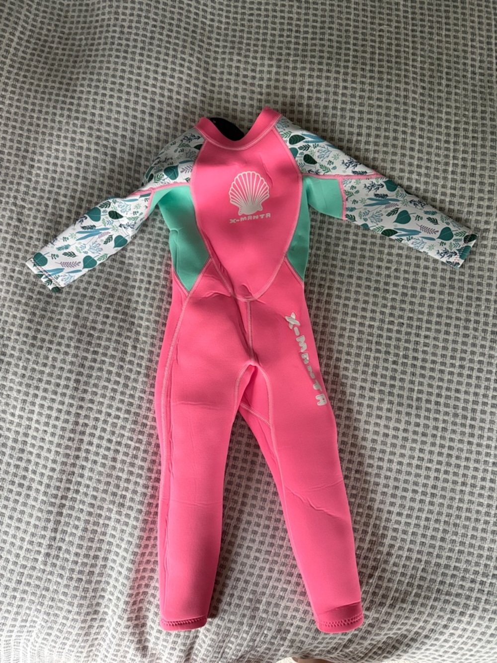 Girls Pink & Mint Seashell Wetsuit - Shell Logo